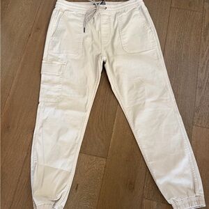 Joe’s Jeans Men's Cream Cargo Jogger Pants with Elastic Waist